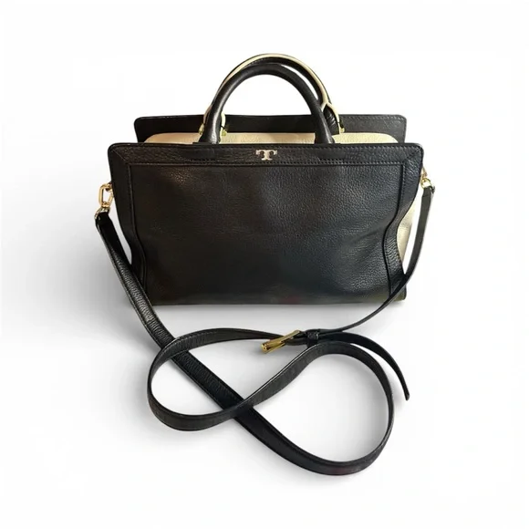 👜 😍ToryBurch black and white Leather satchel
